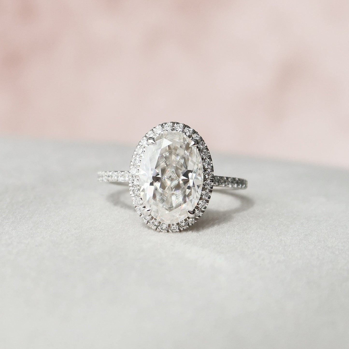 2.50CT Oval Cut Halo Moissanite Diamond Engagement Ring