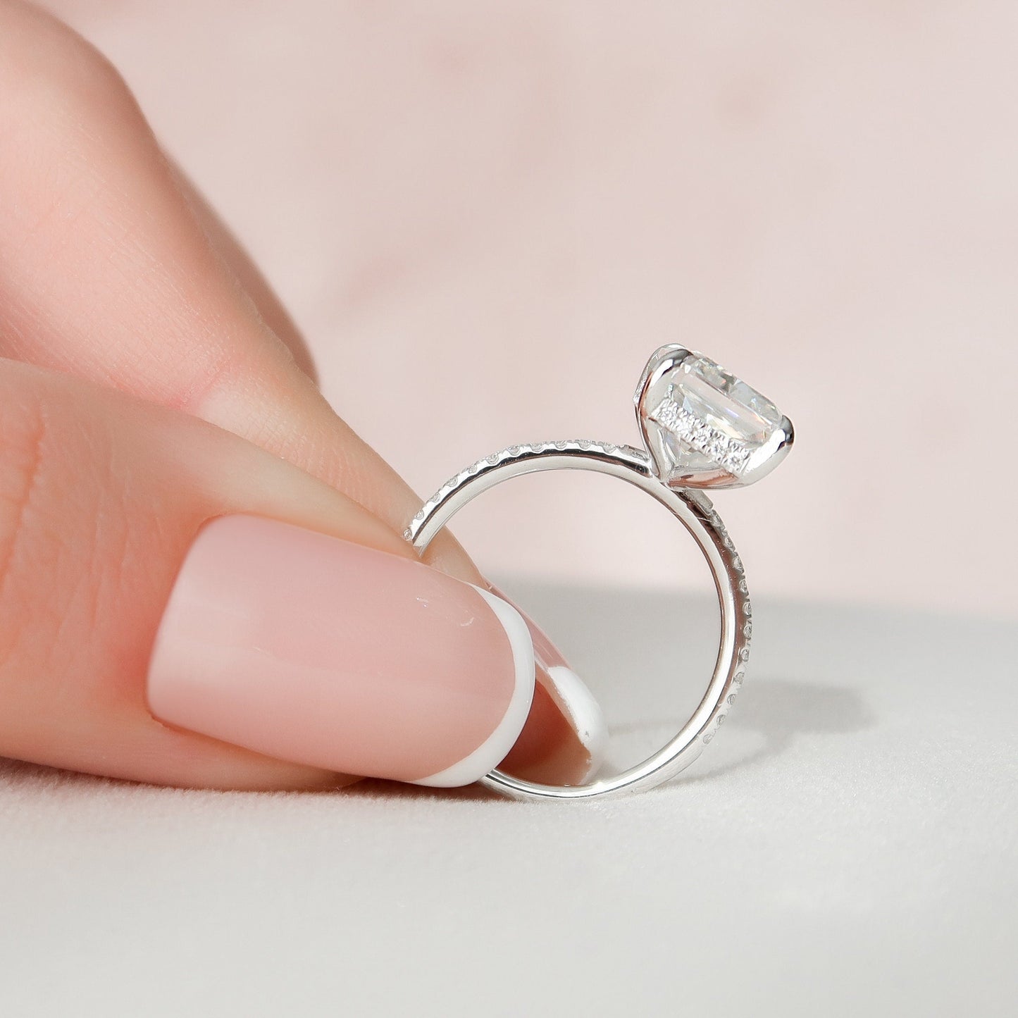 4.50СT Radiant Cut Moissanite Hidden Halo Diamond Engagement Ring
