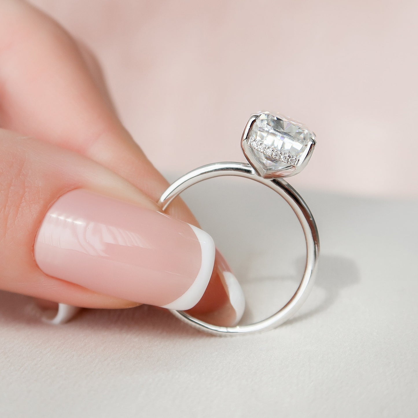 6.0CT Elongated Cushion Cut Hidden Halo Moissanite Diamond Engagement Ring