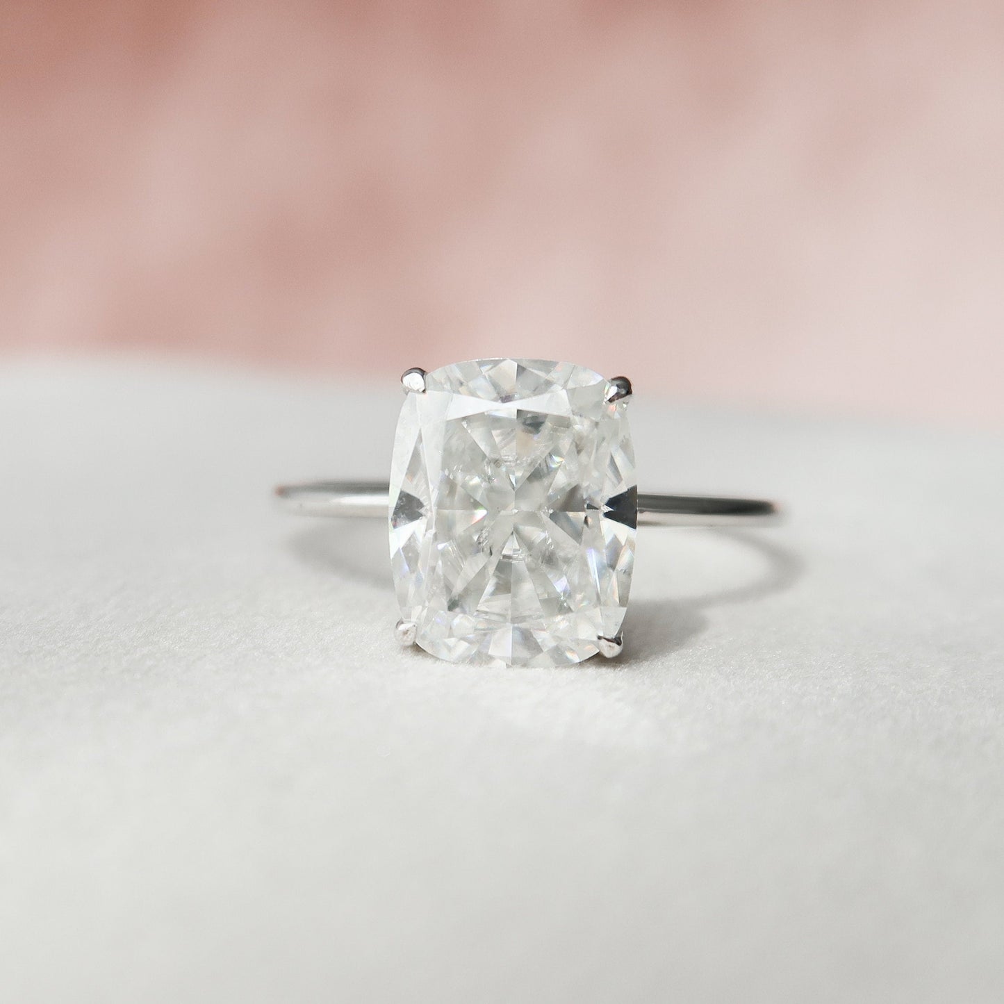 6.0CT Elongated Cushion Cut Hidden Halo Moissanite Diamond Engagement Ring
