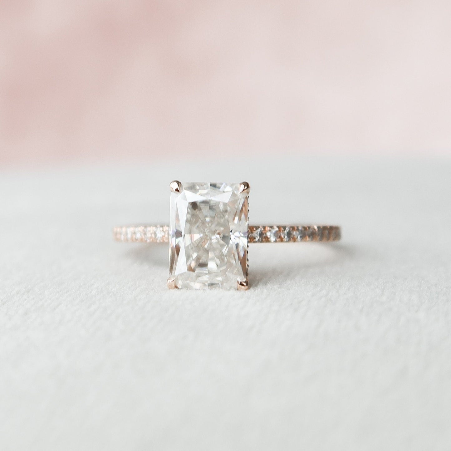 2.0CT Radiant Cut Hidden Halo Moissanite Diamond Engagement Ring
