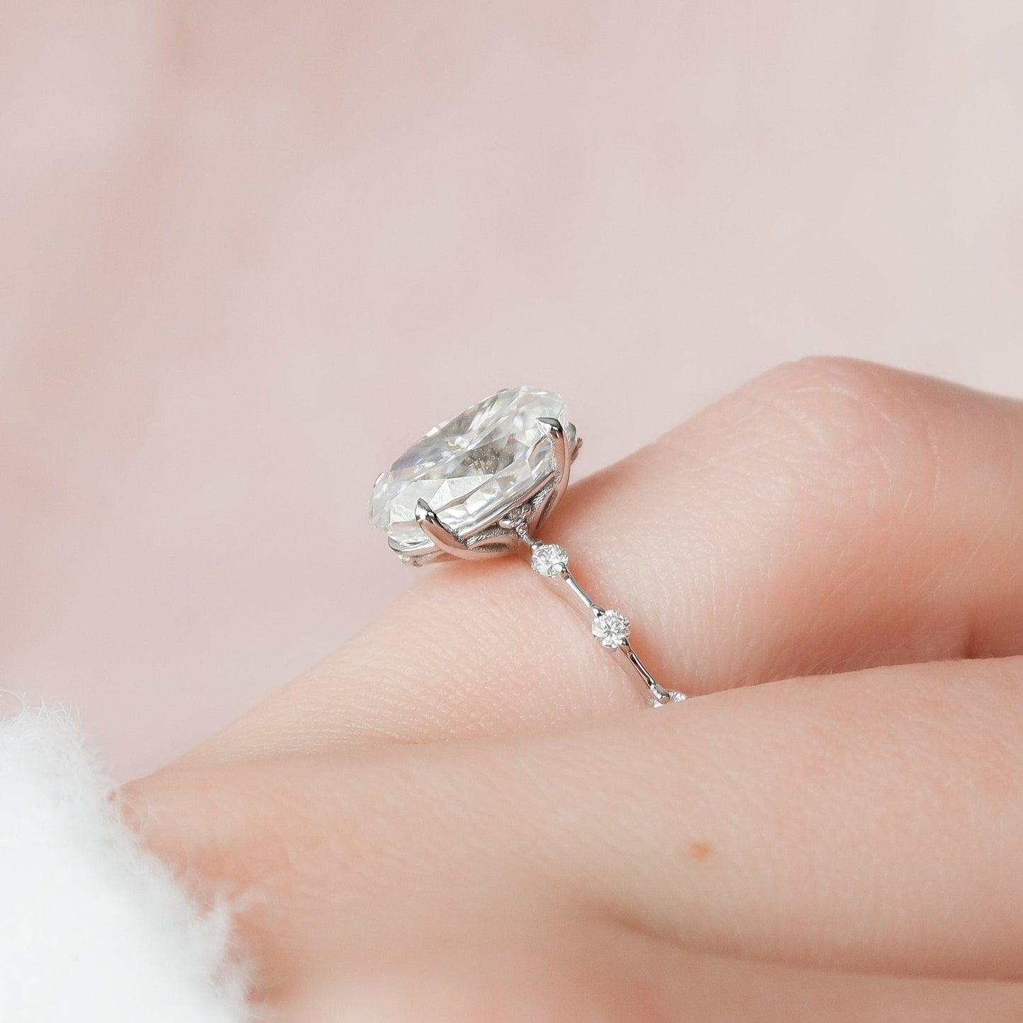 3.0CT Oval Cut Vintage Inspired Moissanite Engagement Ring