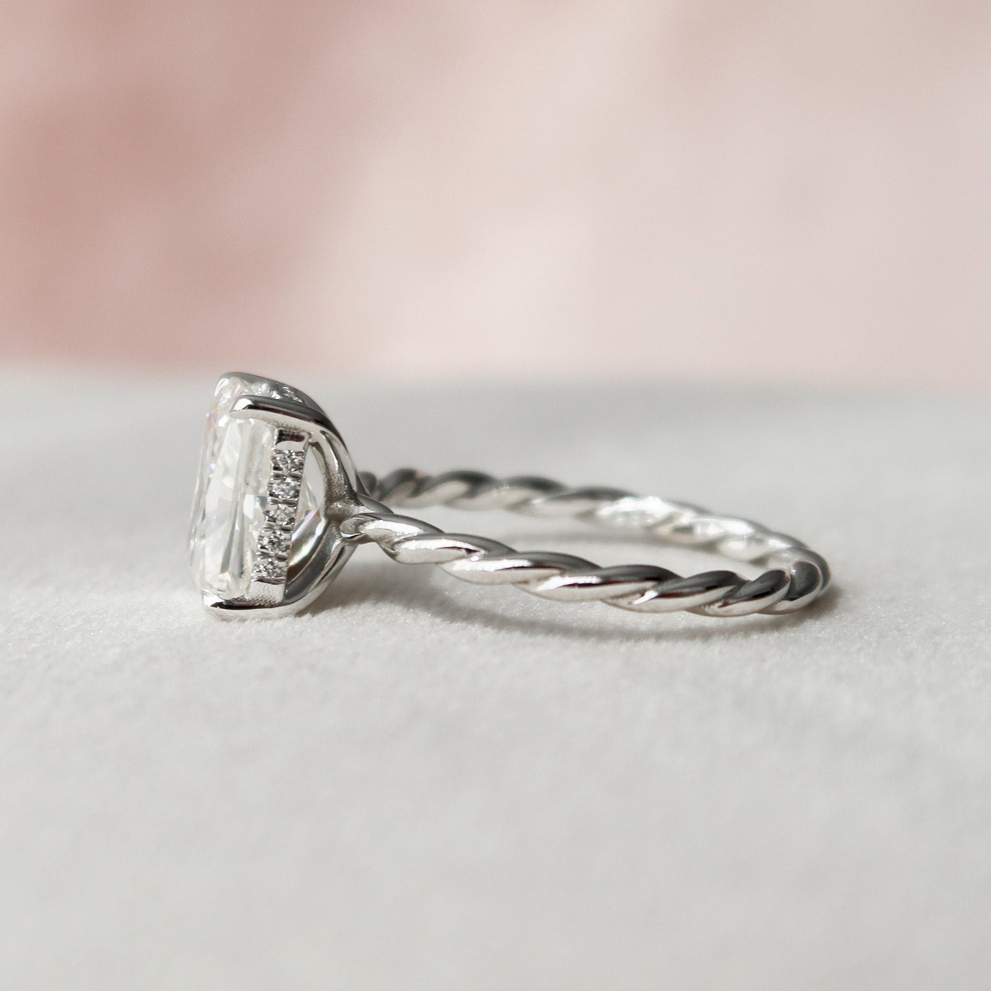 2.50CT Radiant Cut Moissanite Infinity Shank Engagement Ring