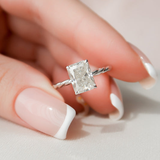 2.50CT Radiant Cut Moissanite Infinity Shank Engagement Ring