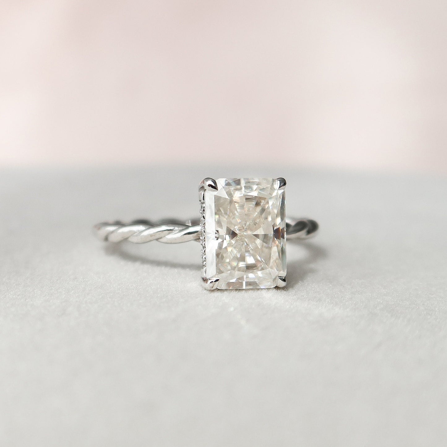 2.50CT Radiant Cut Moissanite Infinity Shank Engagement Ring