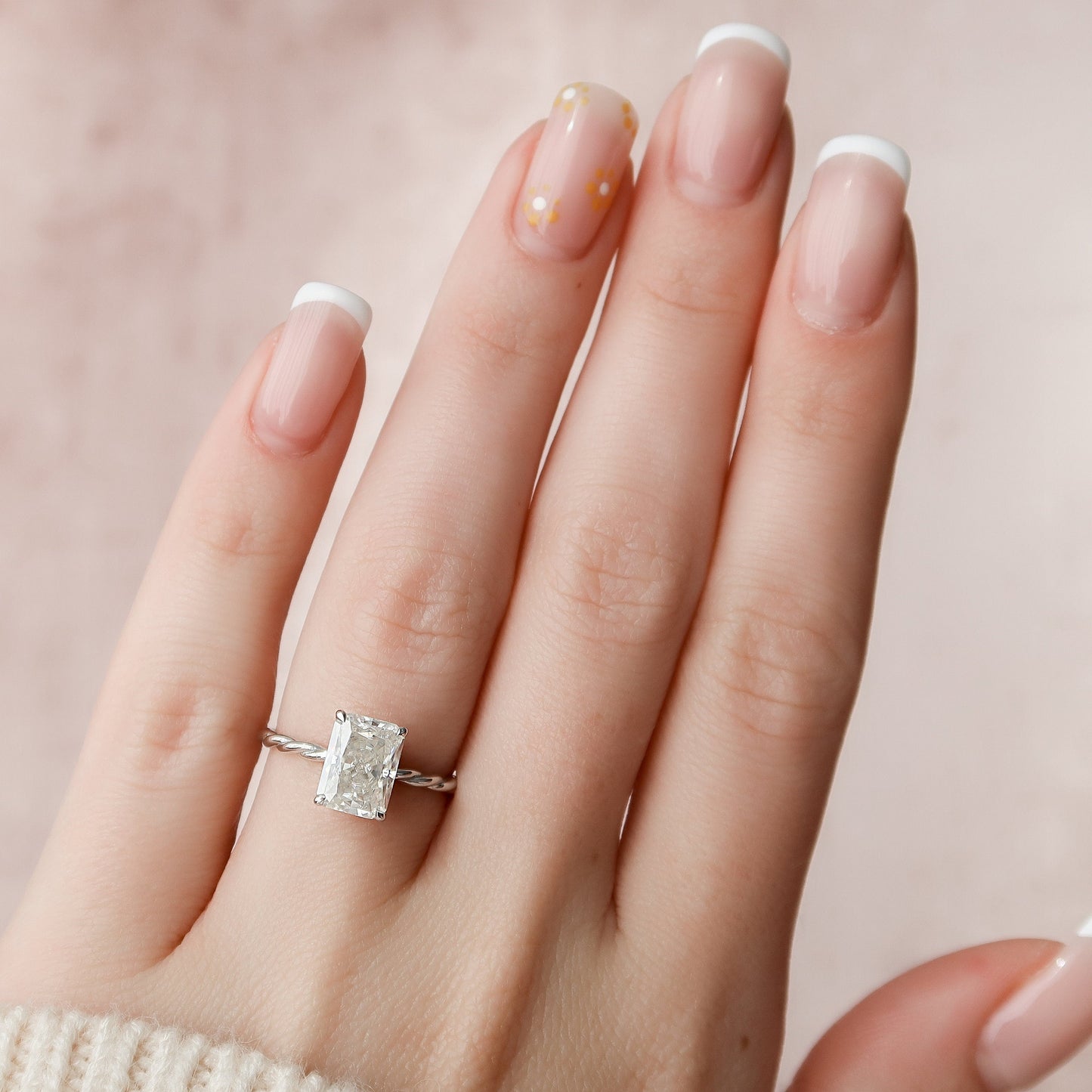 2.50CT Radiant Cut Moissanite Infinity Shank Engagement Ring
