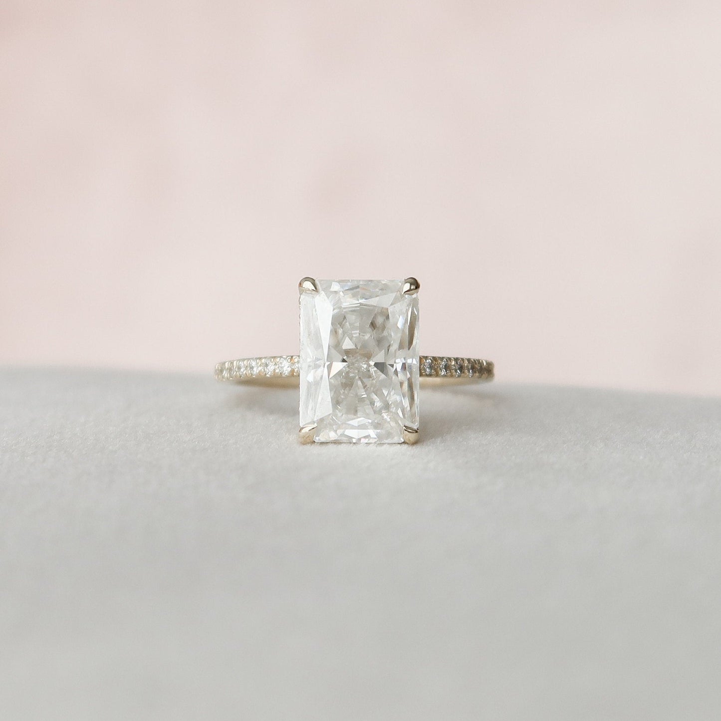 3.50CT Radiant Cut Hidden Halo Moissanite Engagement Ring