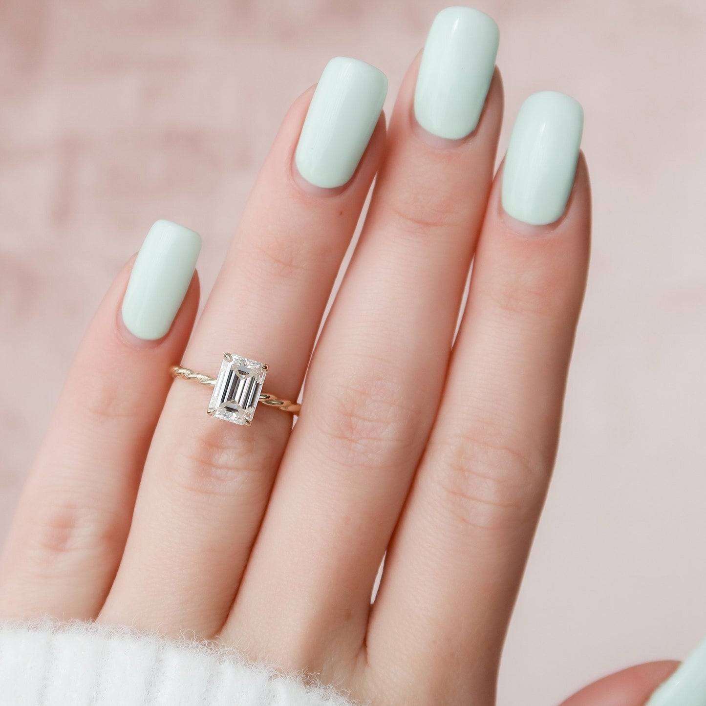 2.0CT Emerald Cut Braided Moissanite Diamond Engagement Ring