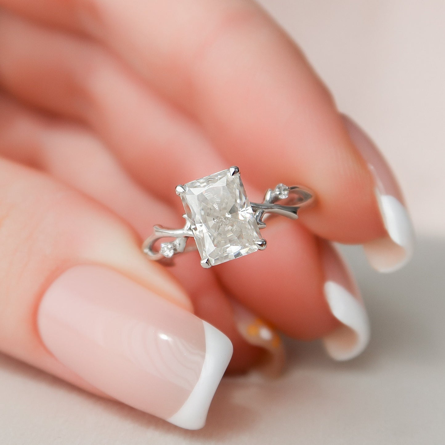 2.0CT Radiant Cut Twig Moissanite Diamond Engagement Ring