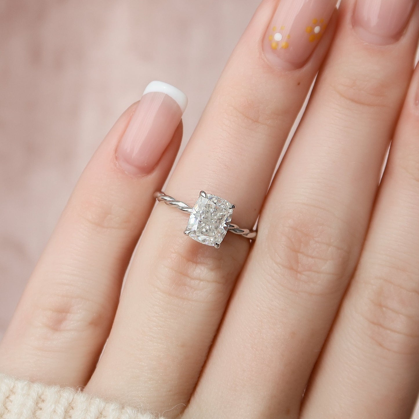 2.0CT Elongated Cushion Cut Moissanite Engagement Ring