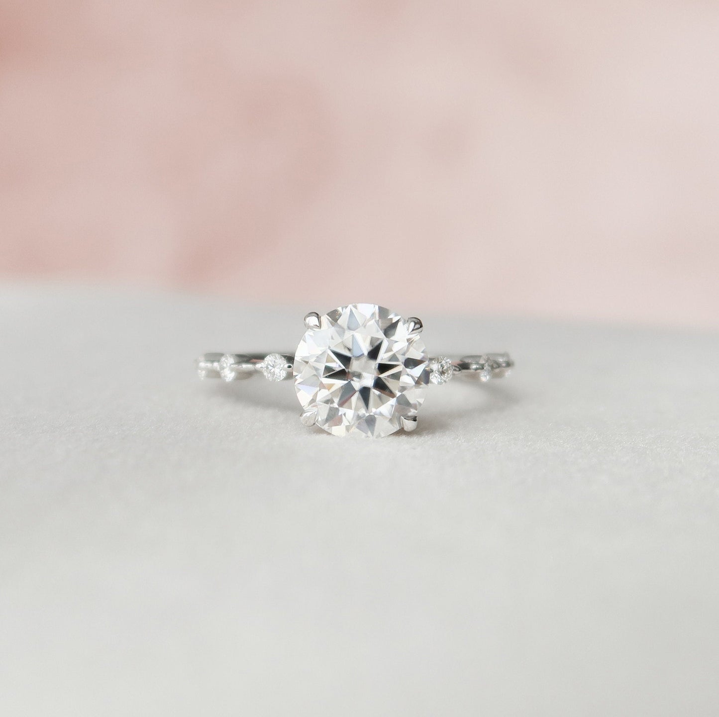 2.0CT Round Cut Moissanite Hidden Halo Engagement Ring