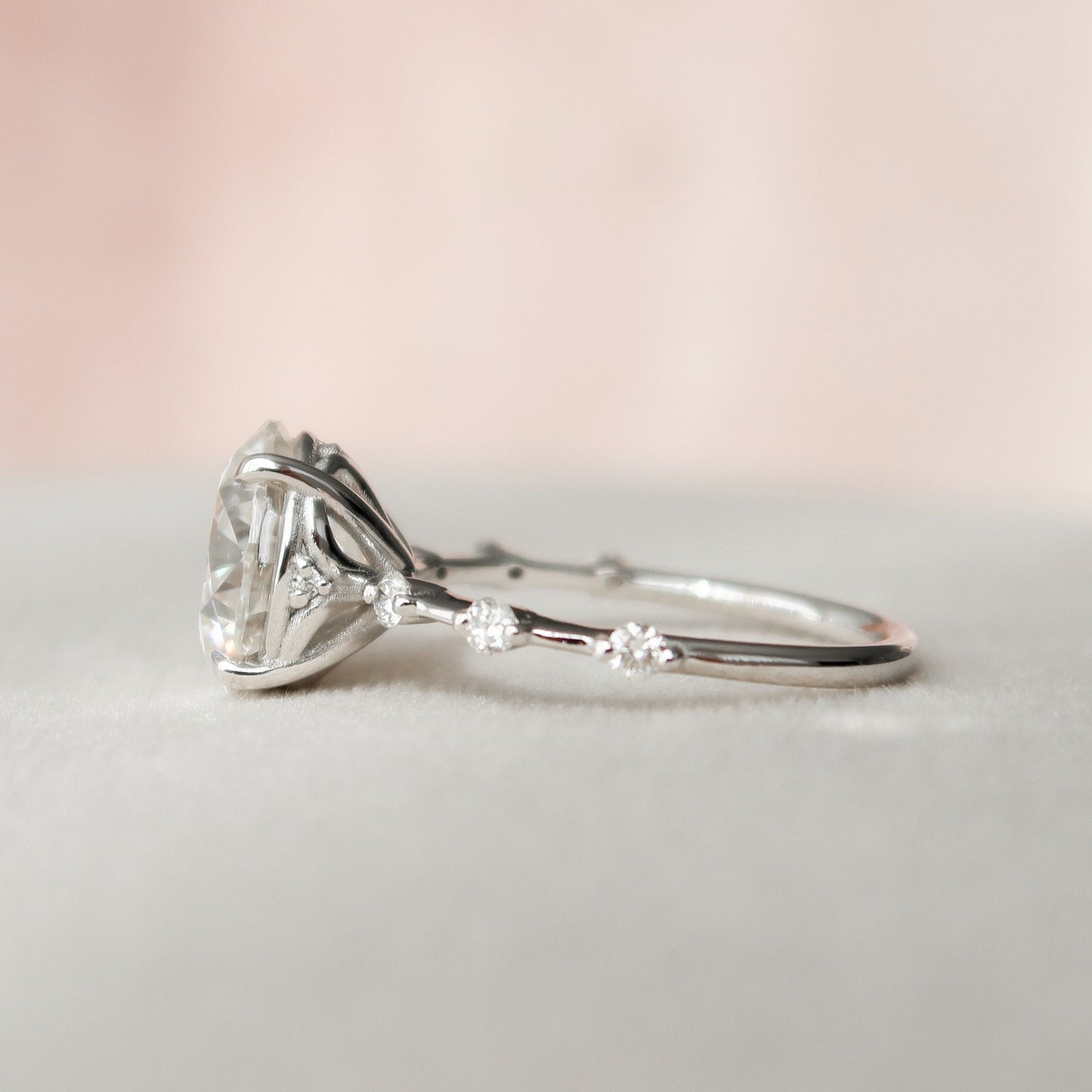 2.50CT Round Brilliant Cut Petite Pave Moissanite Diamond Engagement Ring