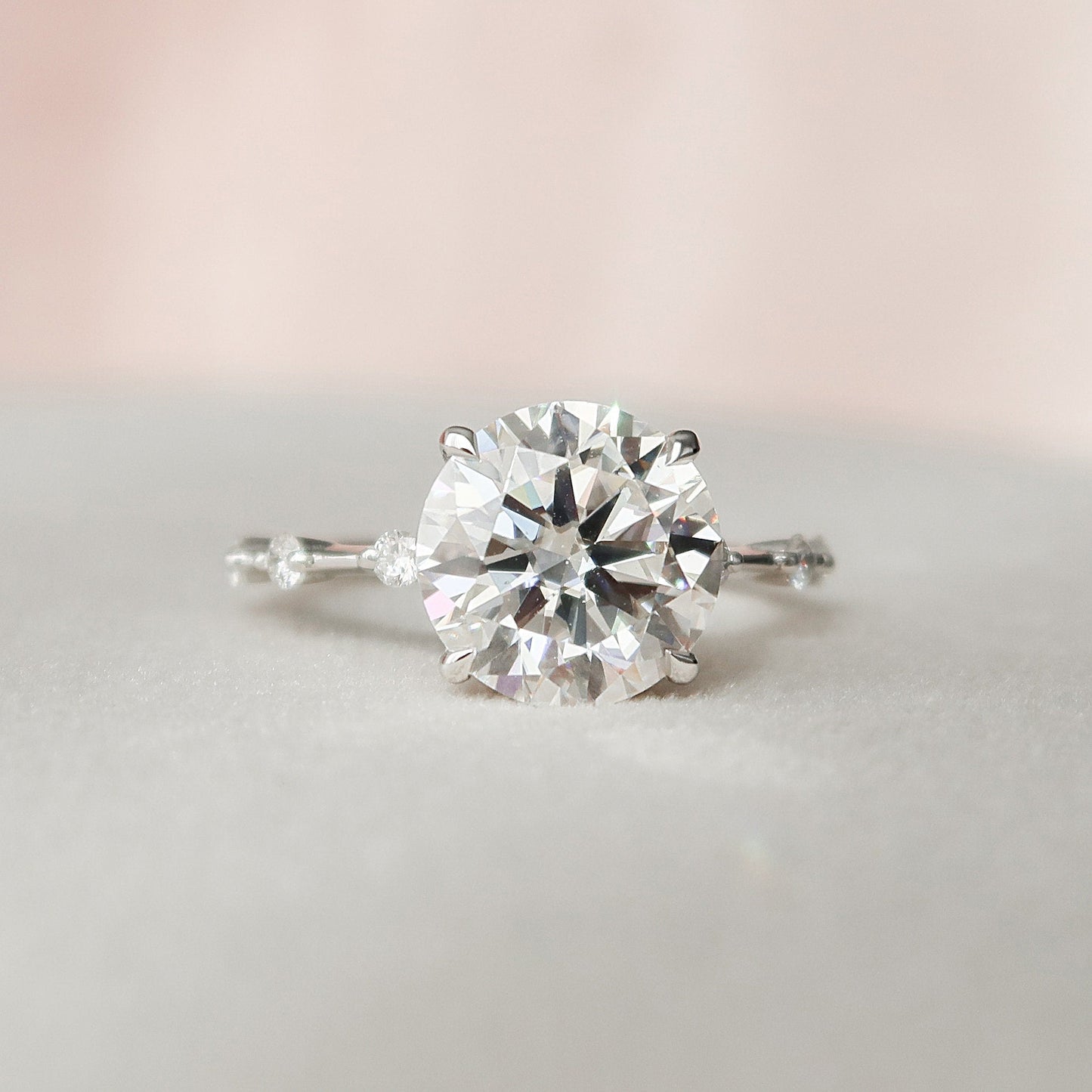 2.50CT Round Brilliant Cut Petite Pave Moissanite Diamond Engagement Ring