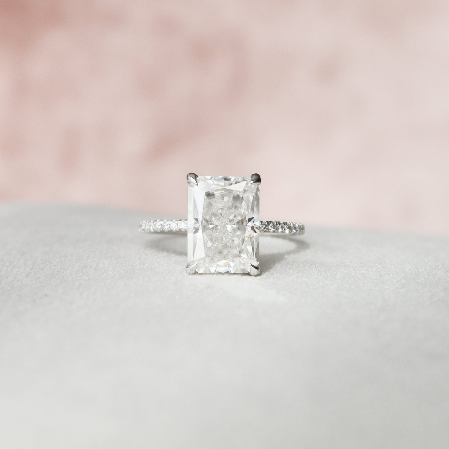 4.50СT Radiant Cut Moissanite Hidden Halo Diamond Engagement Ring