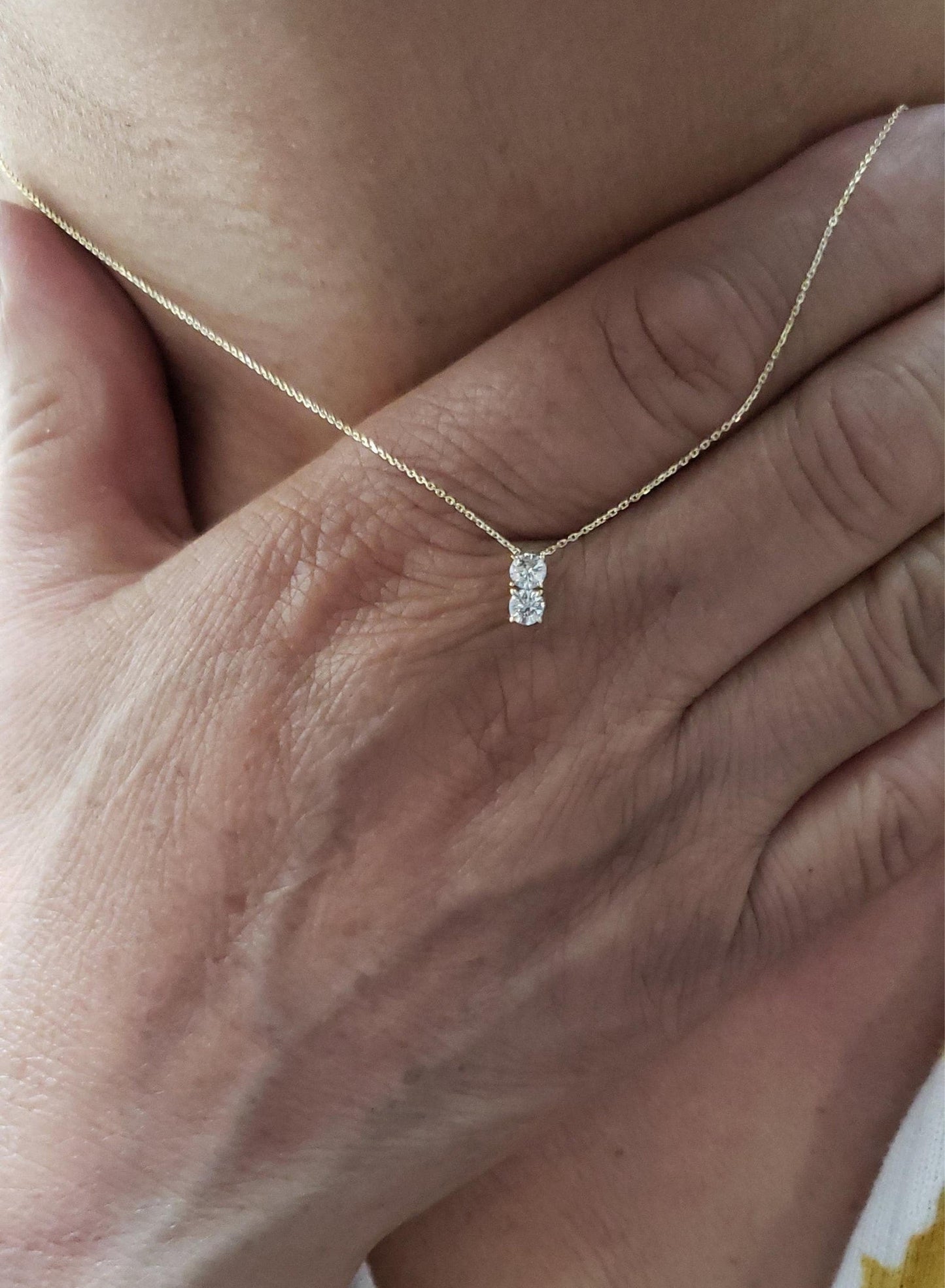 0.30TCW Round Two Stone Moissanite Diamond Necklace for Her