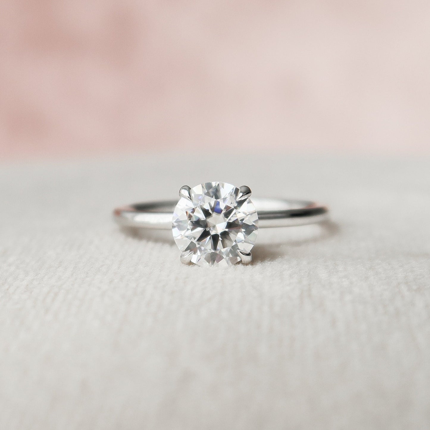 1.0CT Round Cut Hidden Halo Moissanite Diamond Engagement Ring