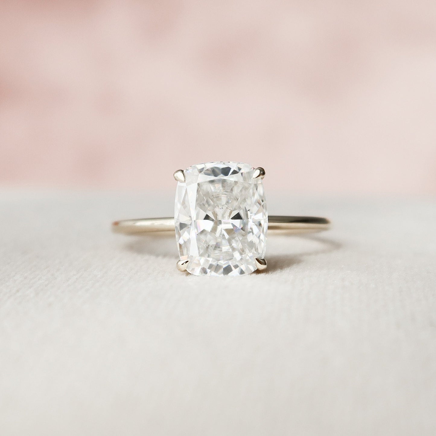 4.0CT Elongated Cushion Cut Moissanite Hidden Halo Engagement Ring