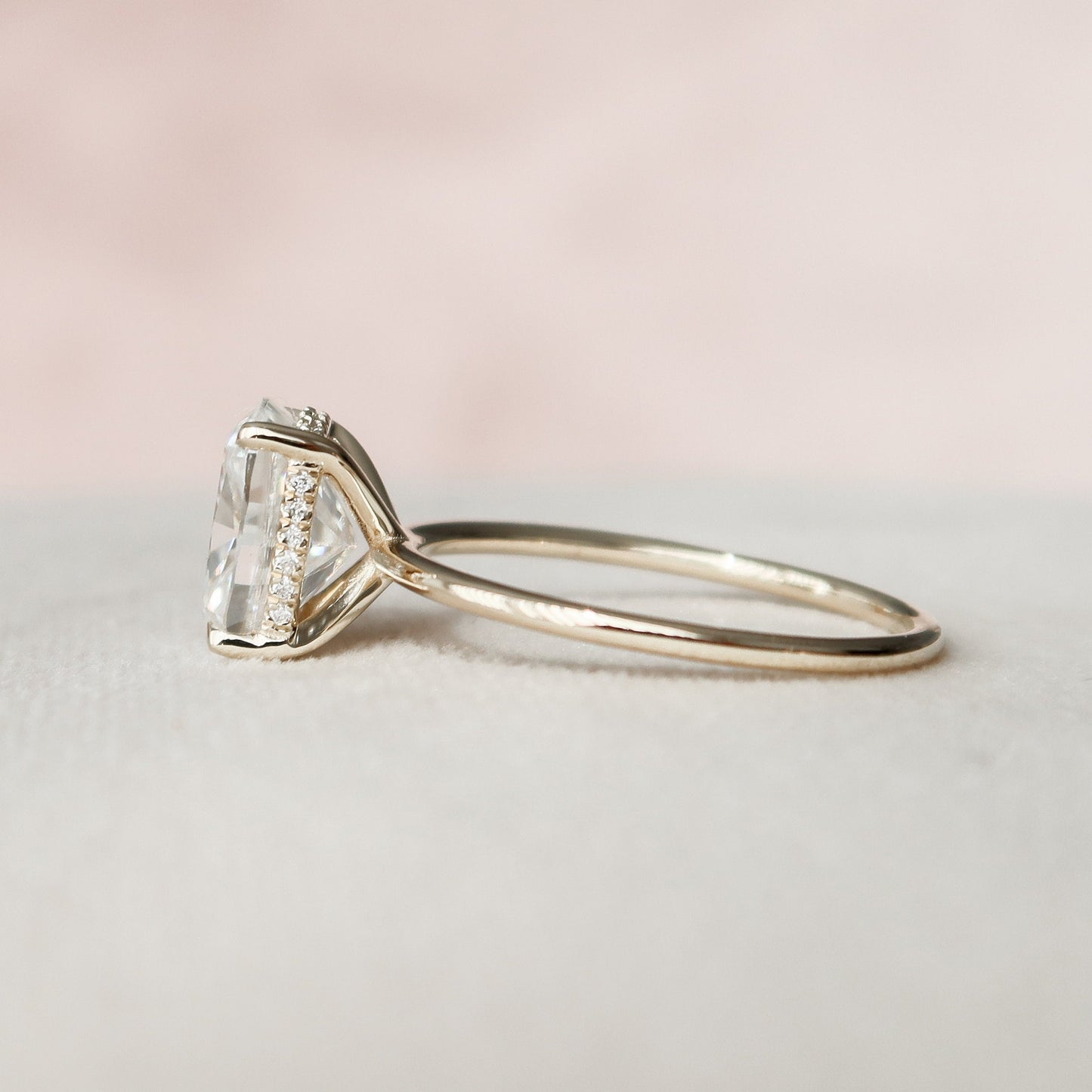 4.0CT Elongated Cushion Cut Moissanite Hidden Halo Engagement Ring