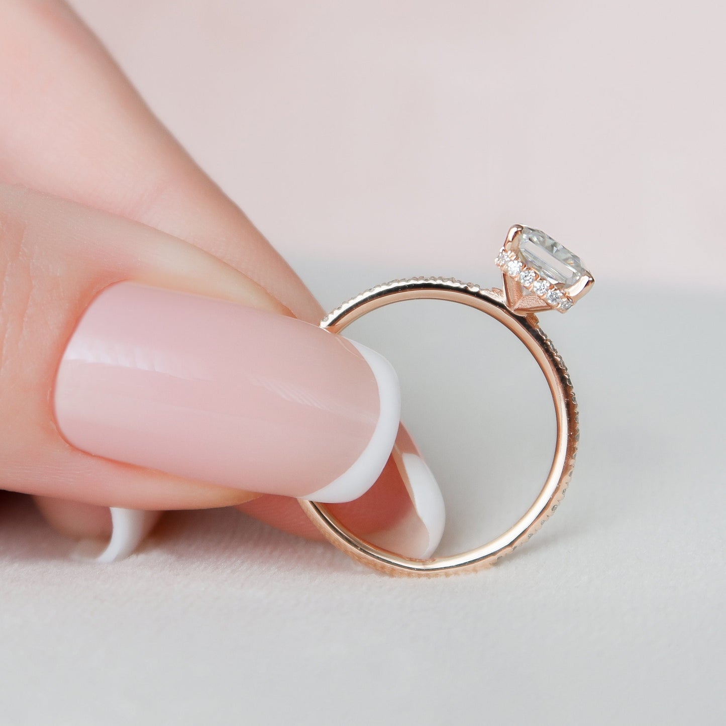 2.0CT Radiant Cut Hidden Halo Moissanite Diamond Engagement Ring