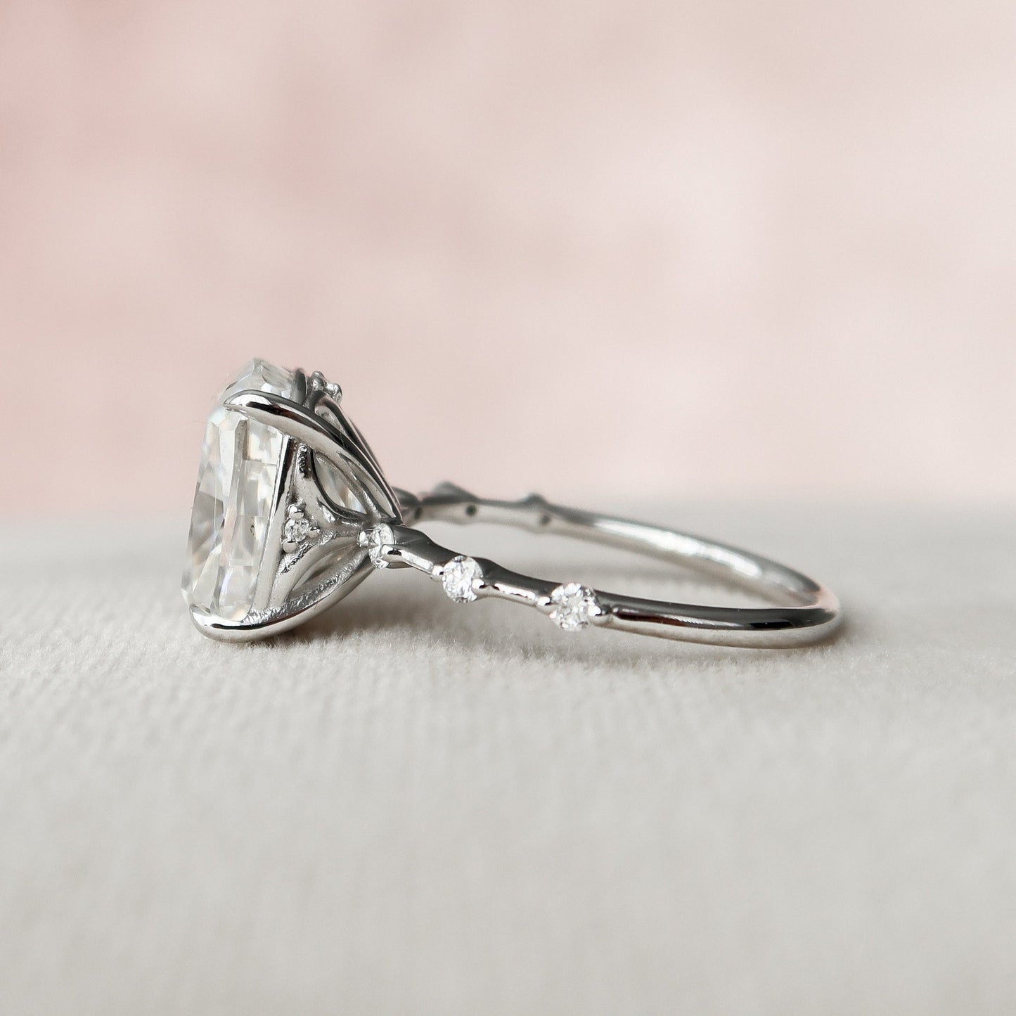 5.0CT Elongated Cushion Cut Moissanite Engagement Ring