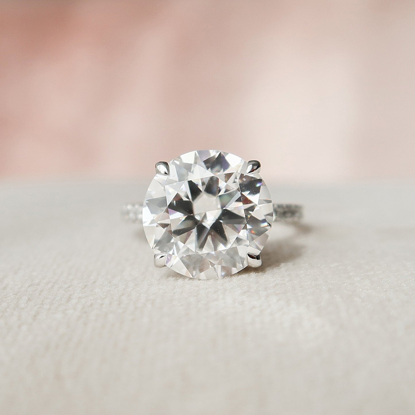 4.50CT Round Cut Hidden Halo Moissanite Engagement Ring