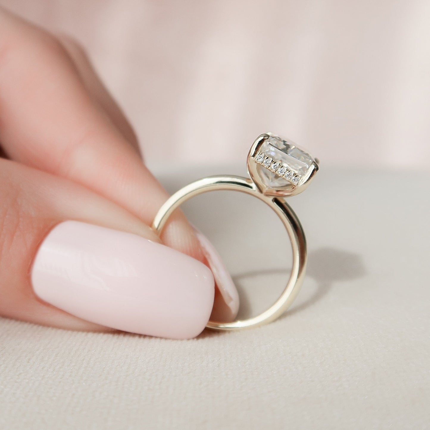 4.50CT Radiant Cut Hidden Halo Moissanite Engagement Ring