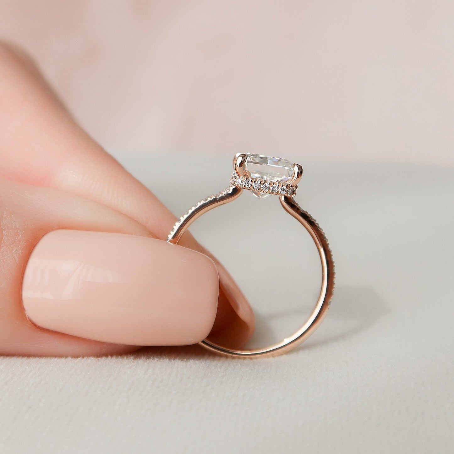 3.0CT Radiant Cut Hidden Halo Moissanite Engagement Ring