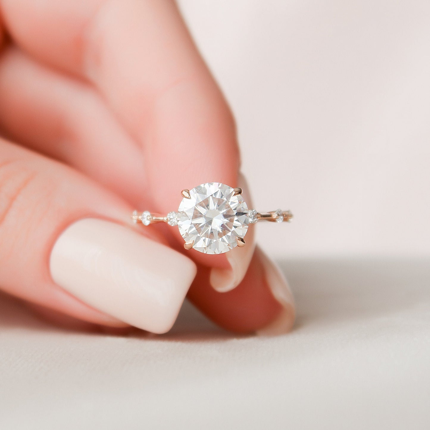 2.50CT Round Brilliant Cut Petite Pave Moissanite Diamond Engagement Ring