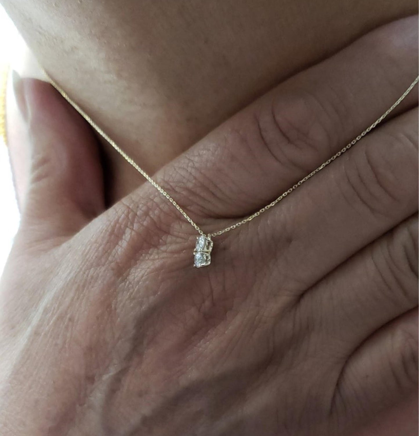 0.30TCW Round Two Stone Moissanite Diamond Necklace for Her
