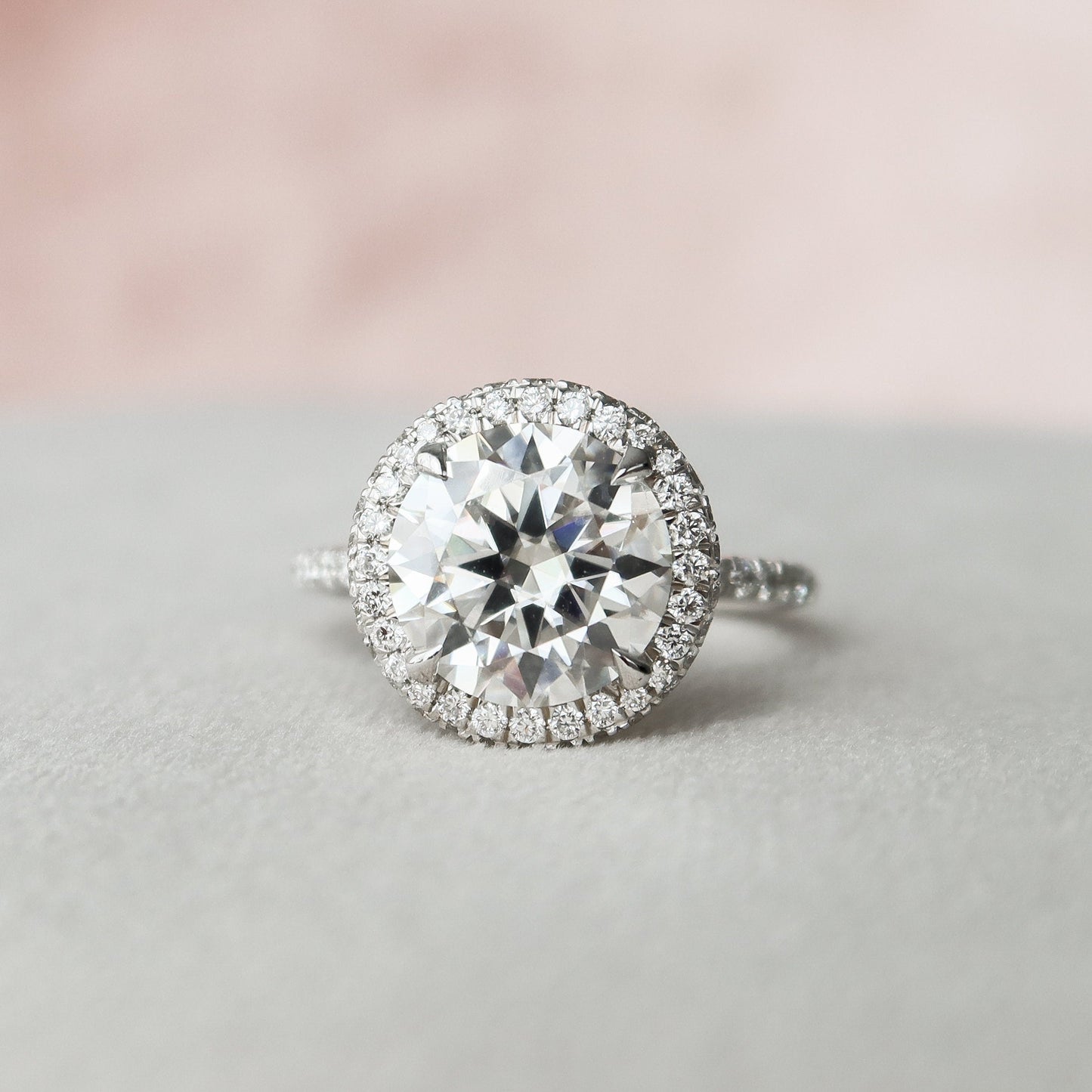 3.50CT Round Cut Halo Moissanite Diamond Pave Engagement Ring