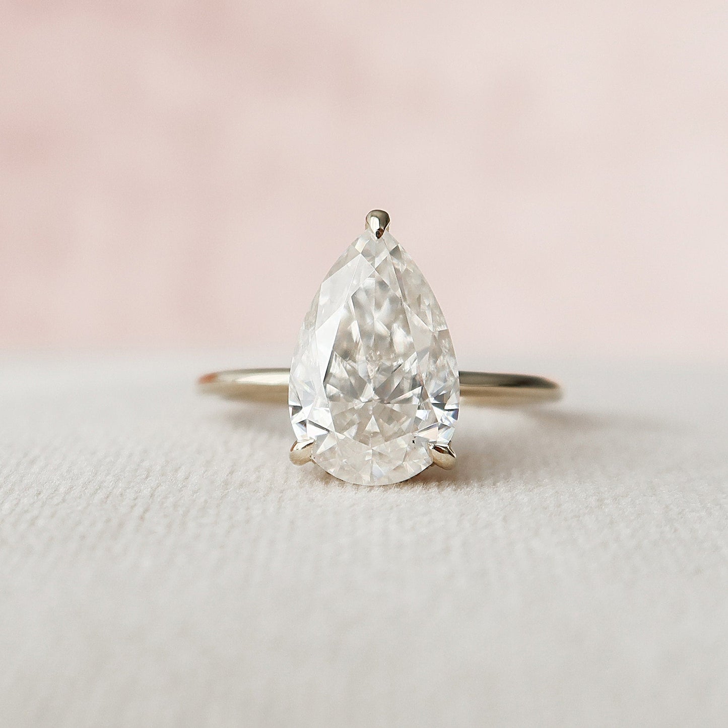 3.0CT Pear Cut Hidden Halo Moissanite Diamond Engagement Ring