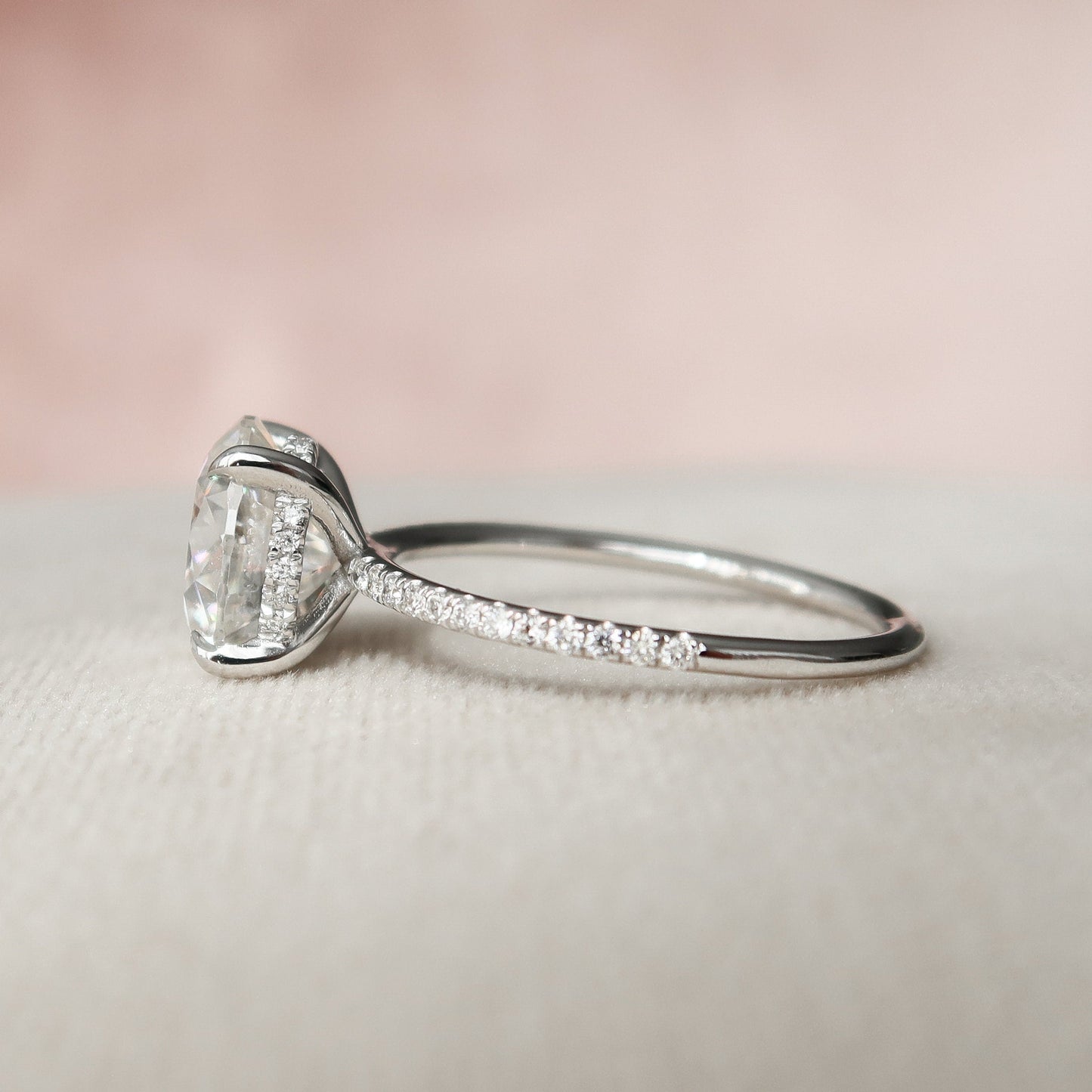 2.50CT Round Cut Pave Setting Moissanite Engagement Ring