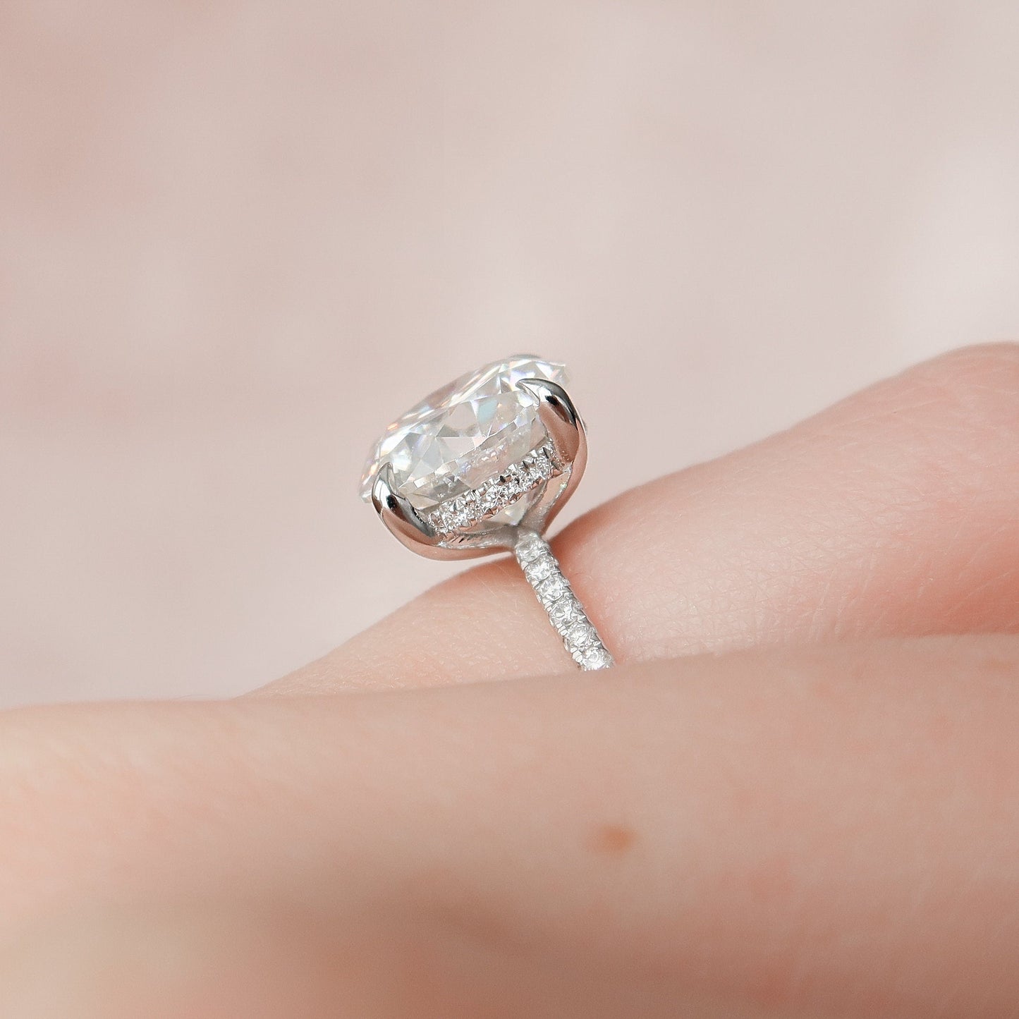 2.50CT Round Cut Pave Setting Moissanite Engagement Ring