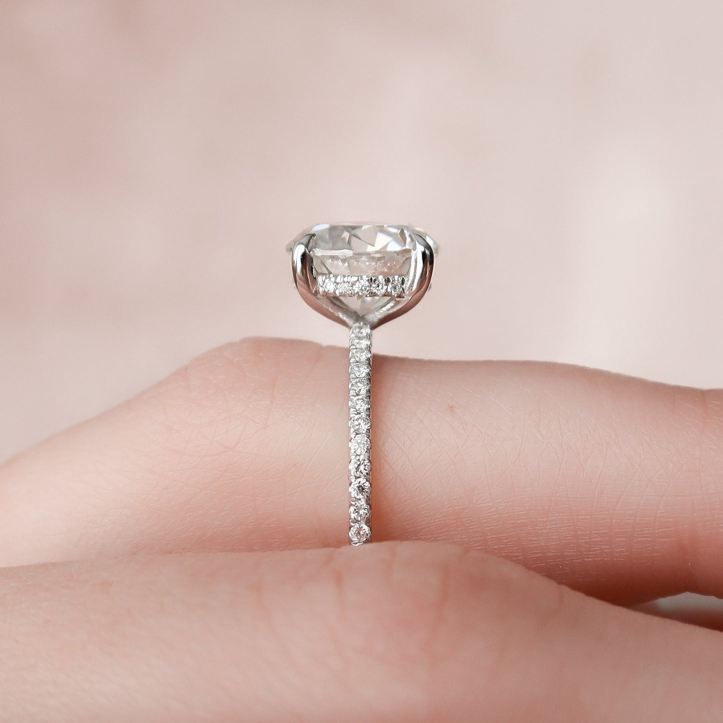 2.50CT Round Cut Pave Setting Moissanite Engagement Ring