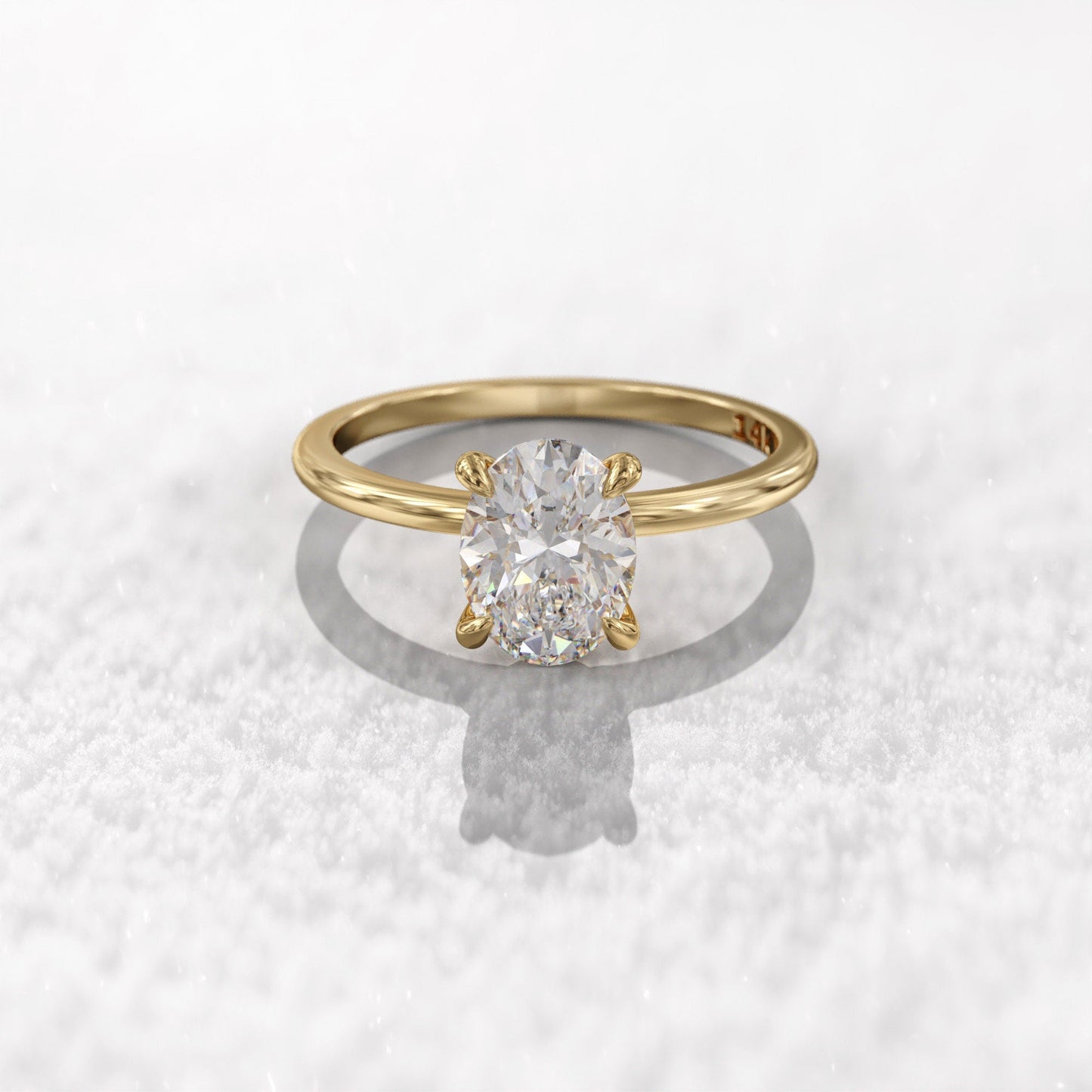 1.0 CT Oval Cut Moissanite Solitaire Diamond Engagement Ring