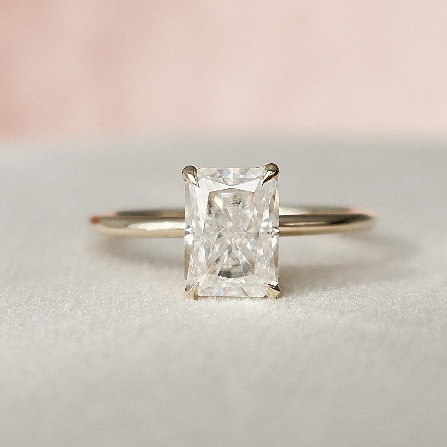 1.50CT Radiant Cut Moissanite Hidden Halo Engagement Ring