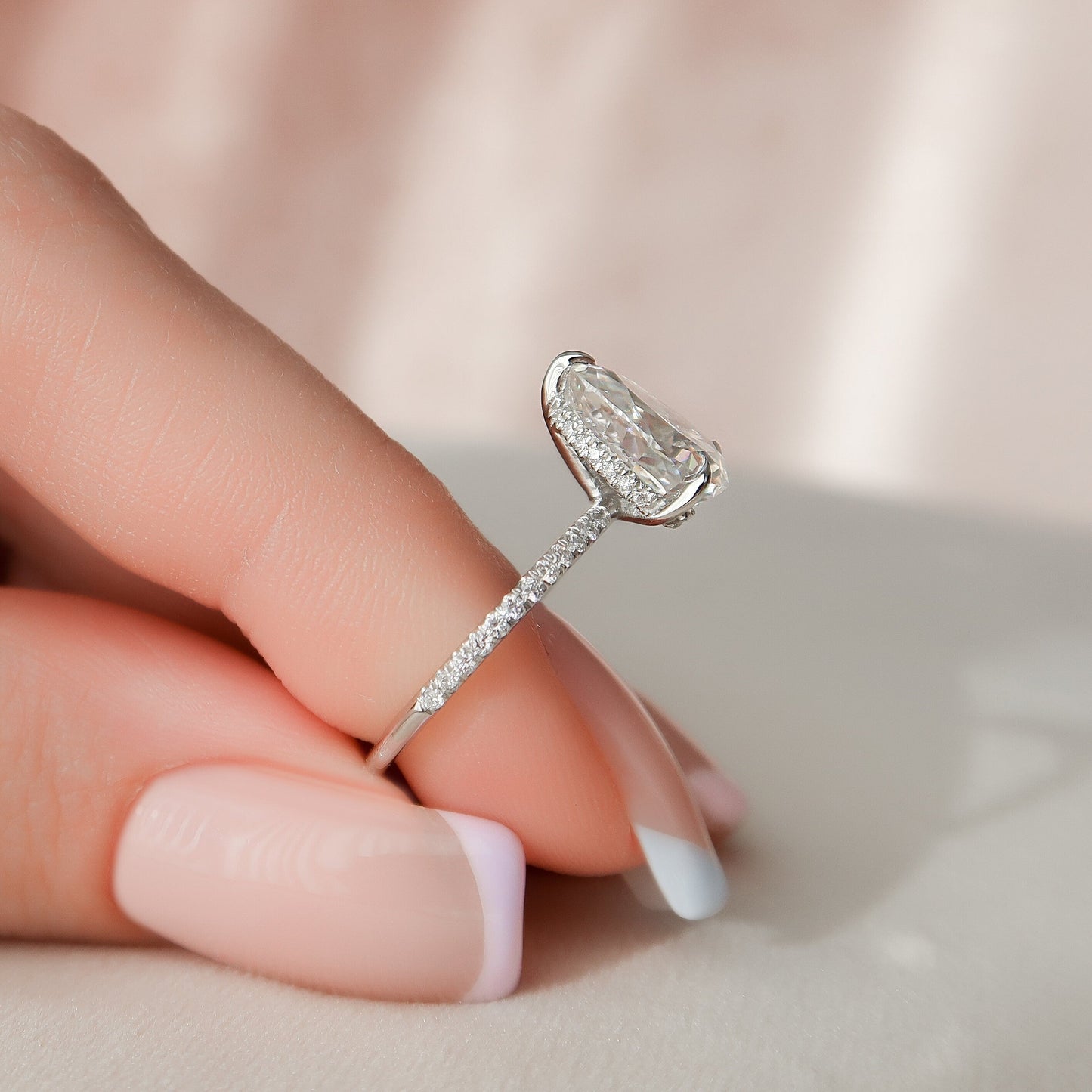 1.50CT Pear Cut Moissanite Hidden Halo Solitaire Engagement Ring