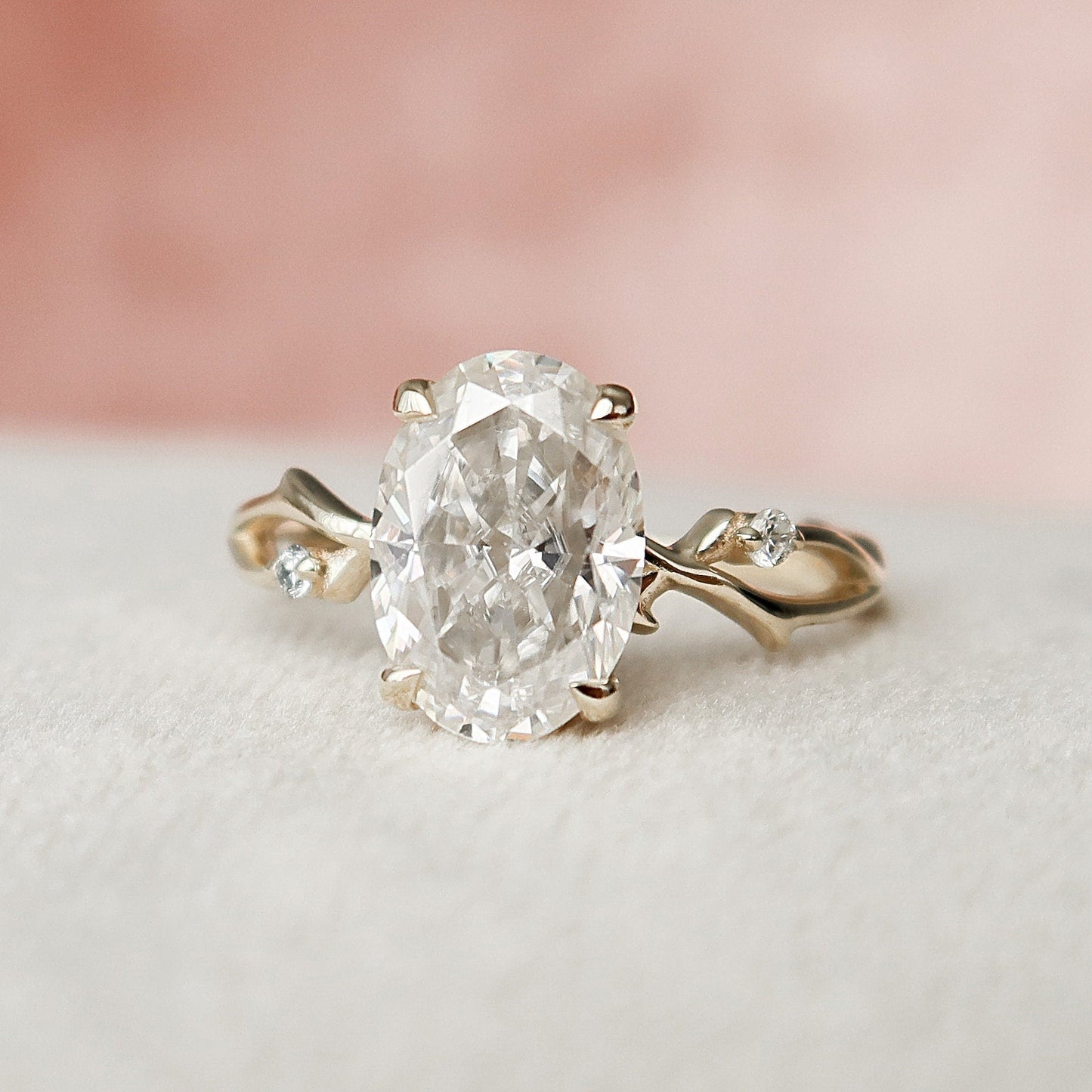 2.0CT Oval Cut Moissanite Branches Engagement Ring