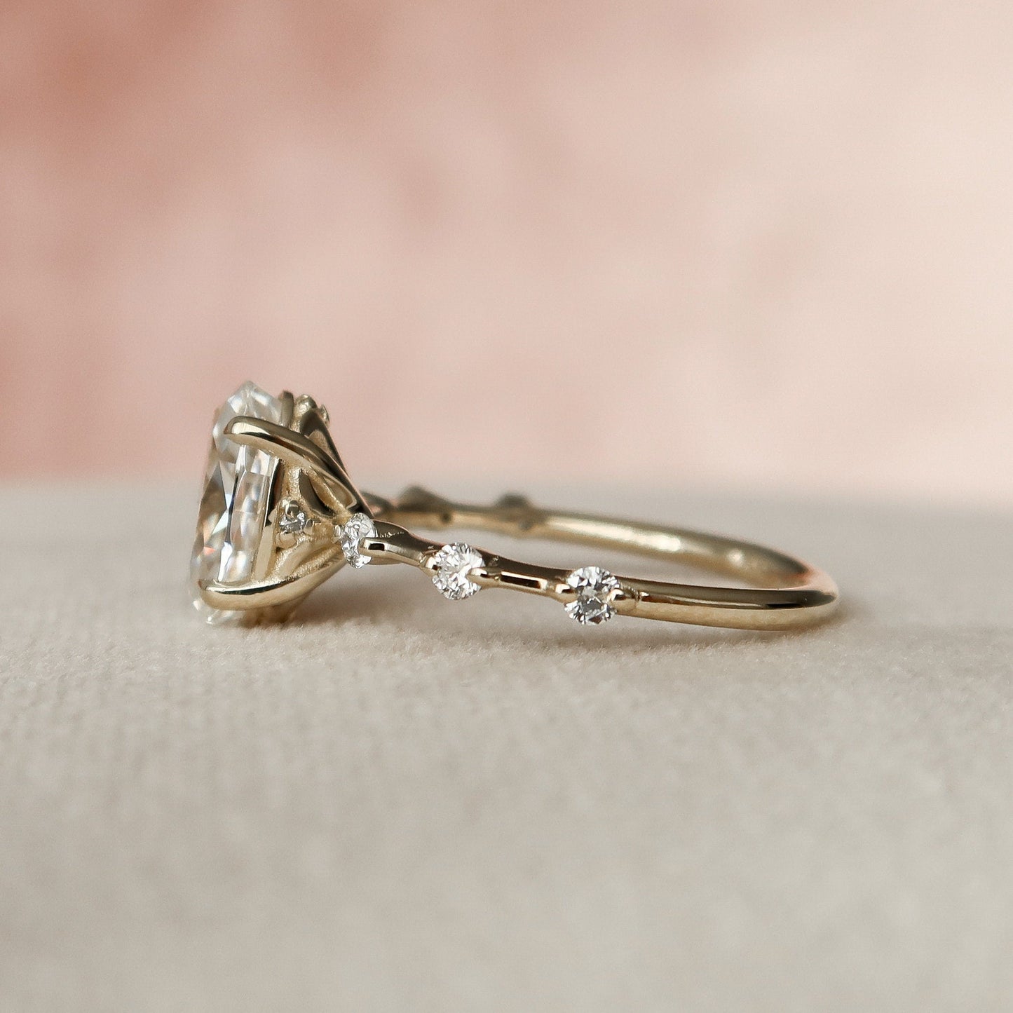 1.50CT Oval Cut Petite Pave Moissanite Diamond Engagement Ring For Women