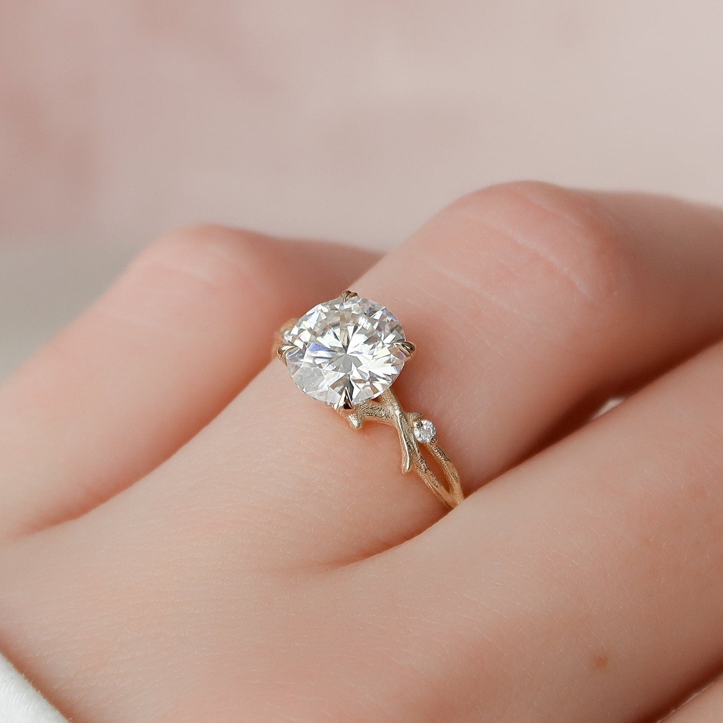 2.0CT Round Cut Twig Nature Inspired Moissanite Engagement Ring
