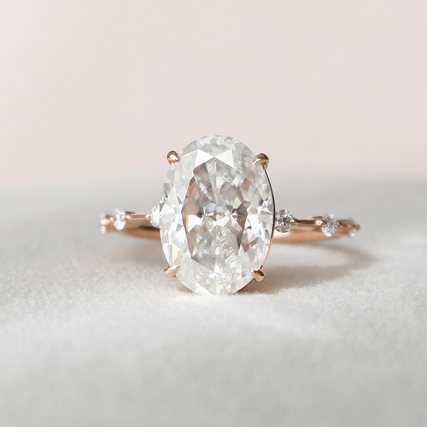 4.50CT Oval Cut Petite Pave Moissanite Diamond Engagement Ring