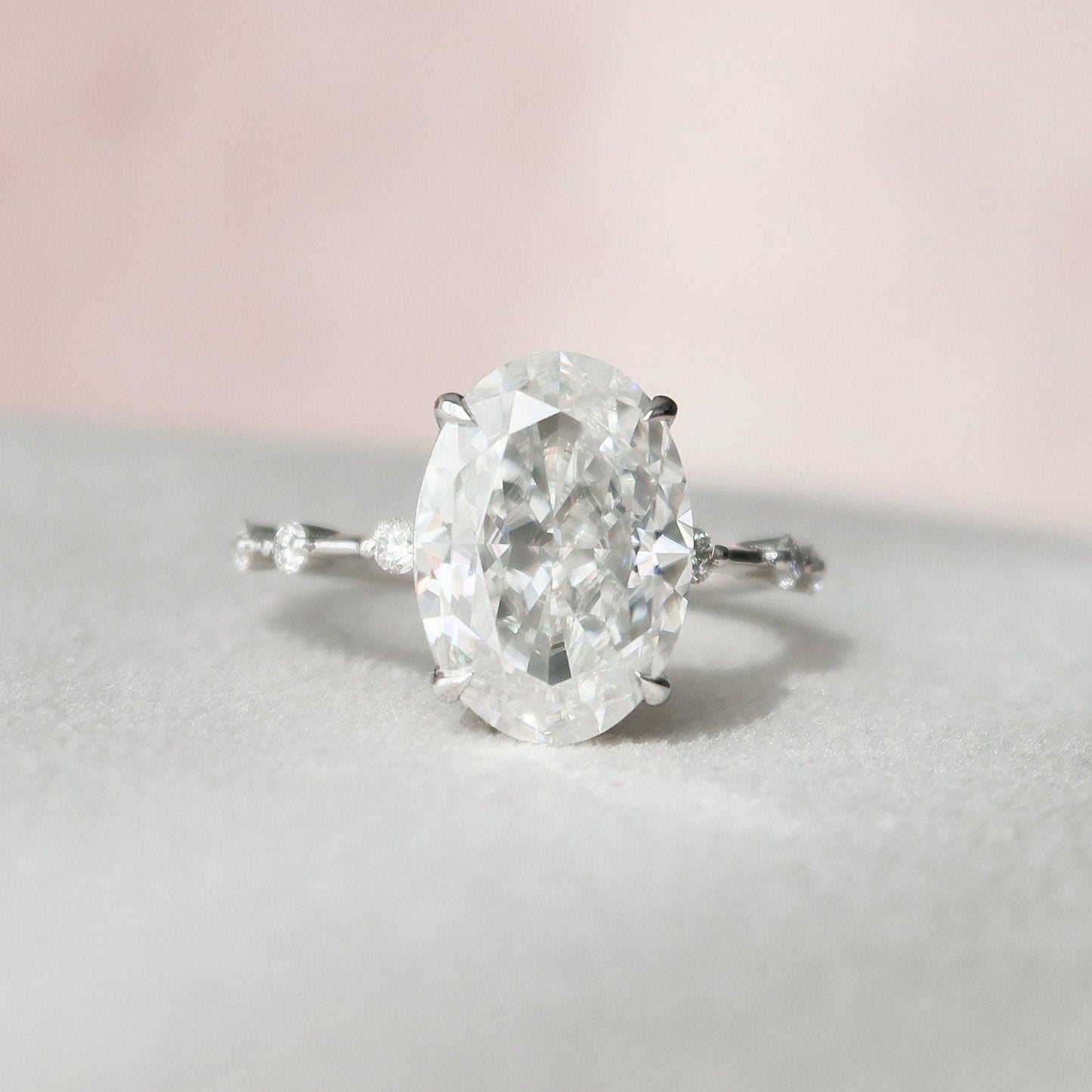 4.50CT Oval Cut Petite Pave Moissanite Diamond Engagement Ring