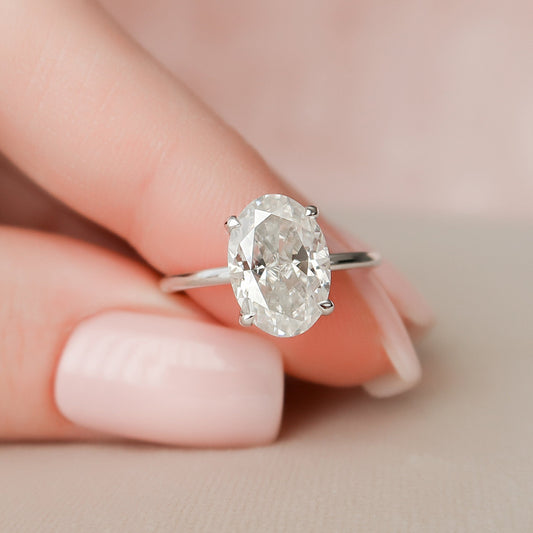 3.0CT Oval Cut Hidden Halo Moissanite Engagement Ring
