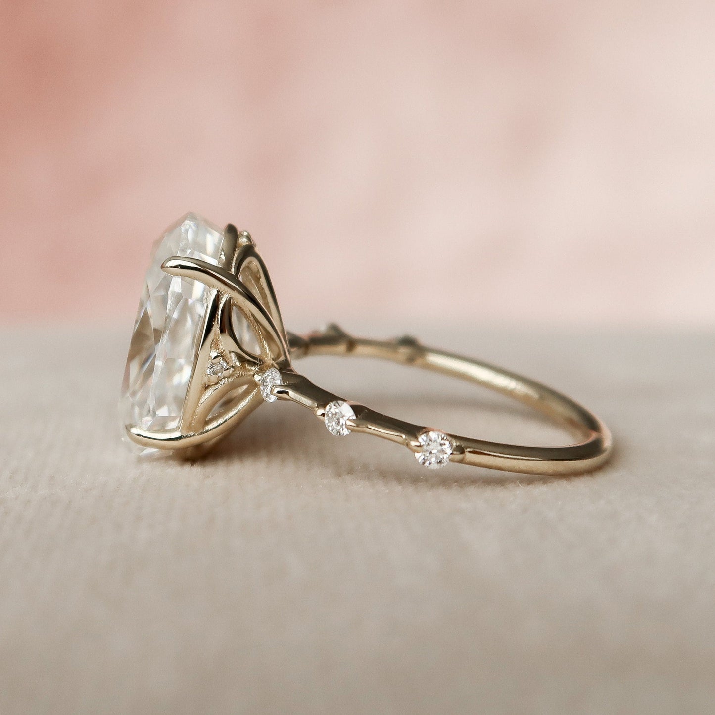 4.50CT Oval Cut Petite Pave Moissanite Diamond Engagement Ring