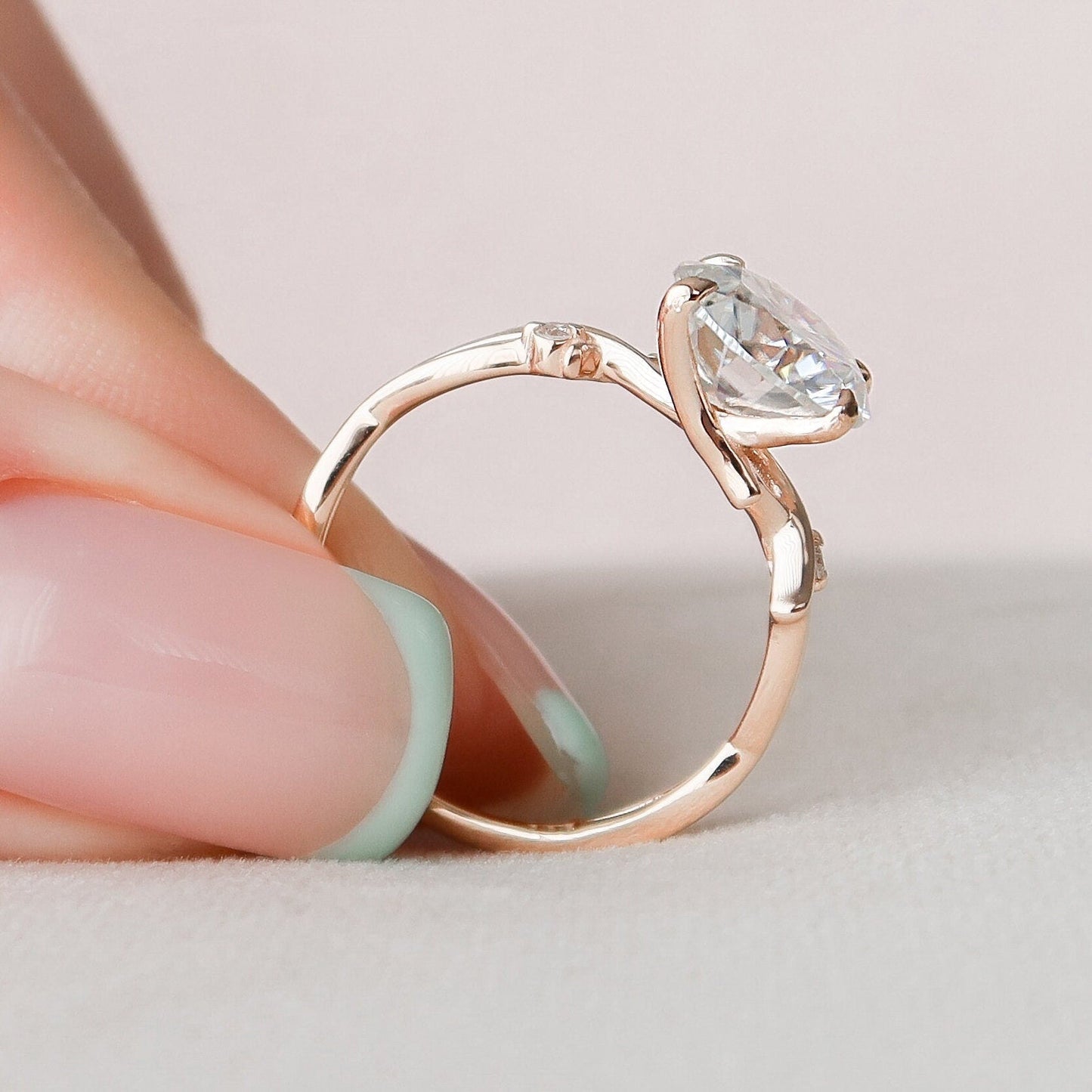 2.50CT Twig Round Moissanite Nature Inspired Branch Diamond Engagement Ring