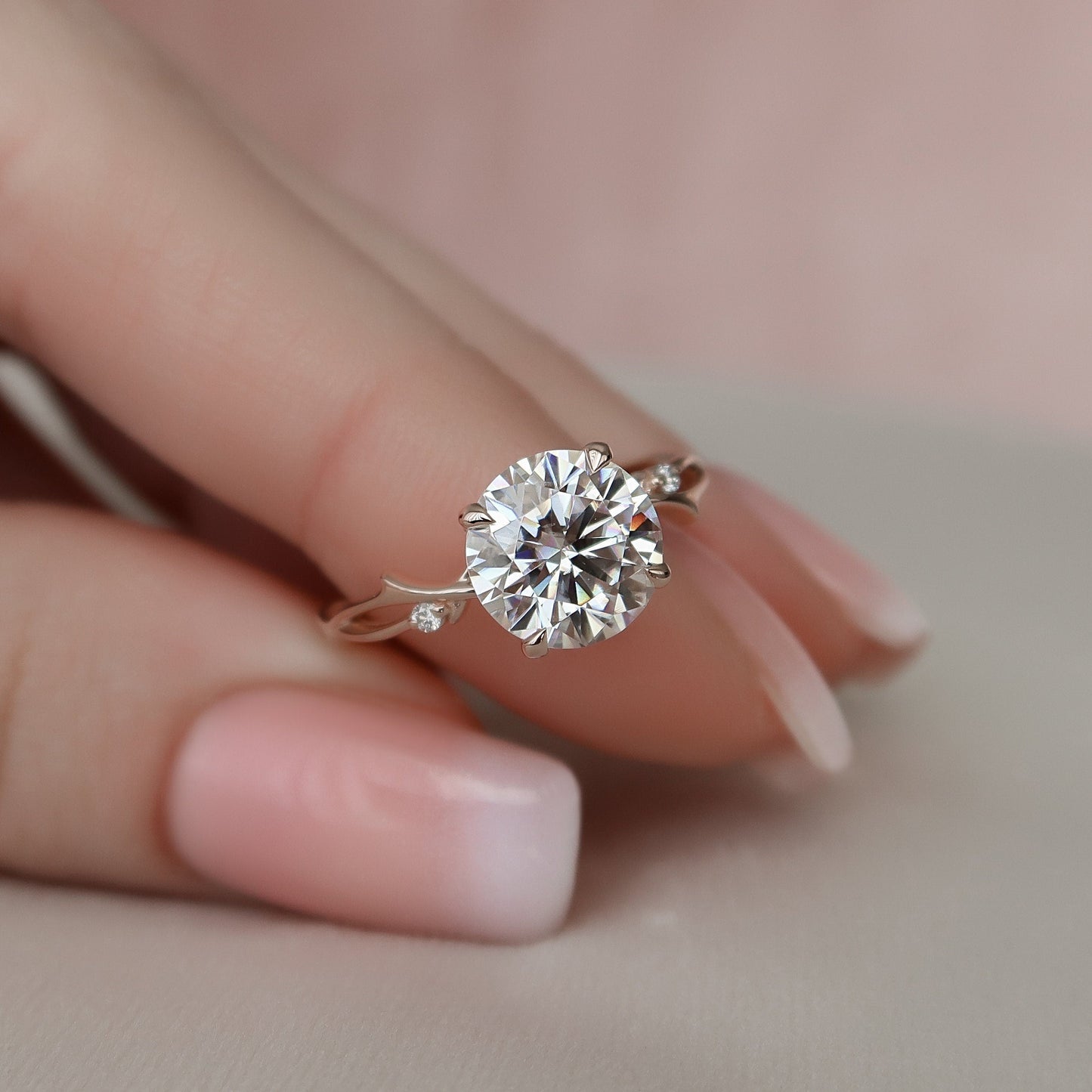 2.50CT Twig Round Moissanite Nature Inspired Branch Diamond Engagement Ring