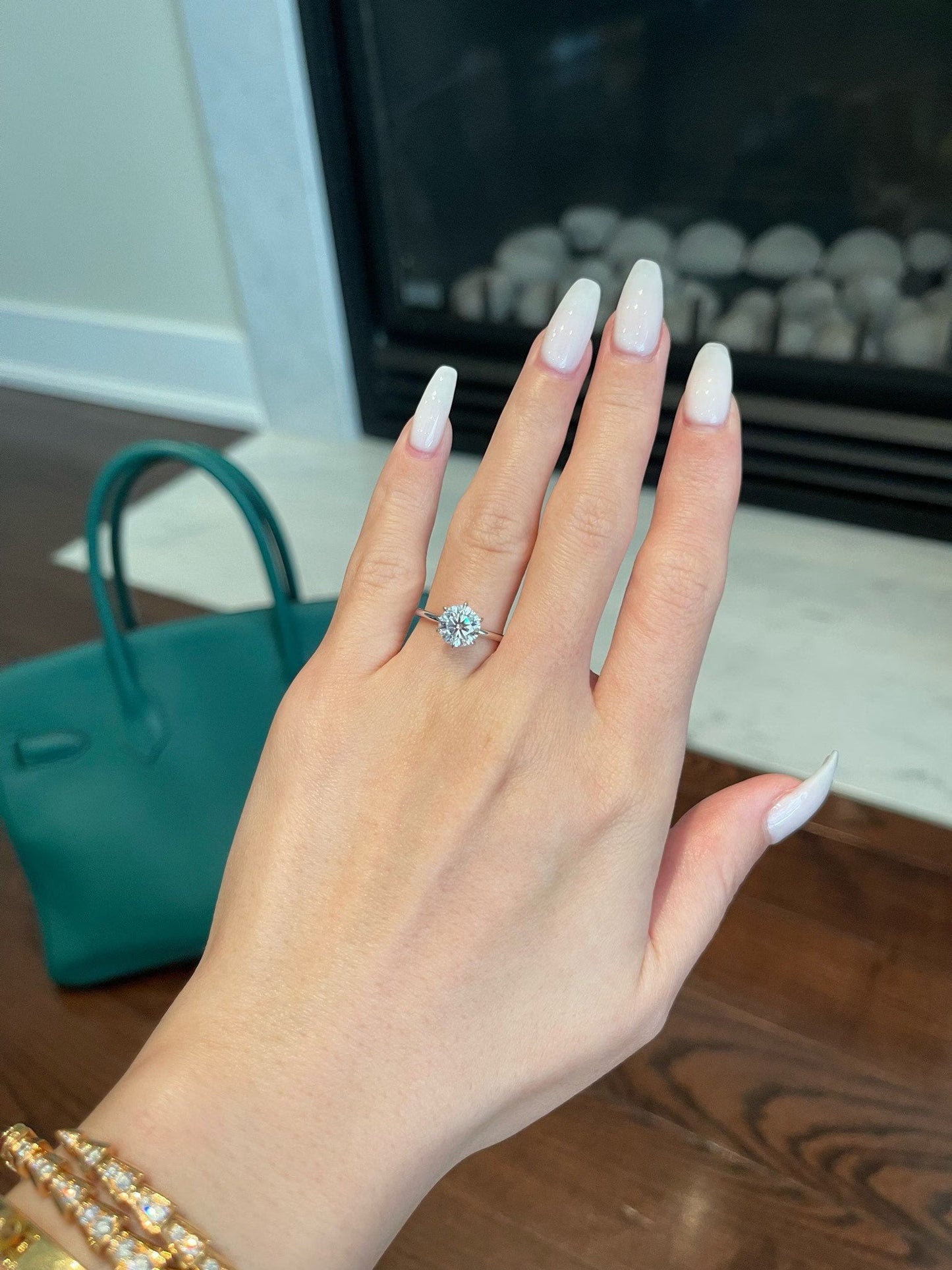 1.0ct Round Cut Solitaire Moissanite Diamond Four Prong Engagement Ring