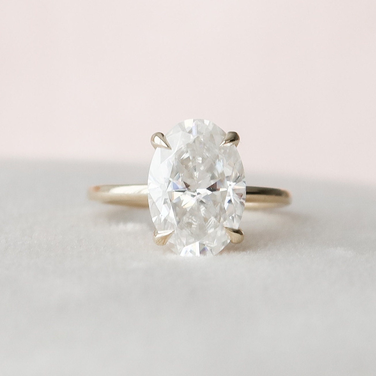 3.0CT Oval Cut Hidden Halo Moissanite Engagement Ring