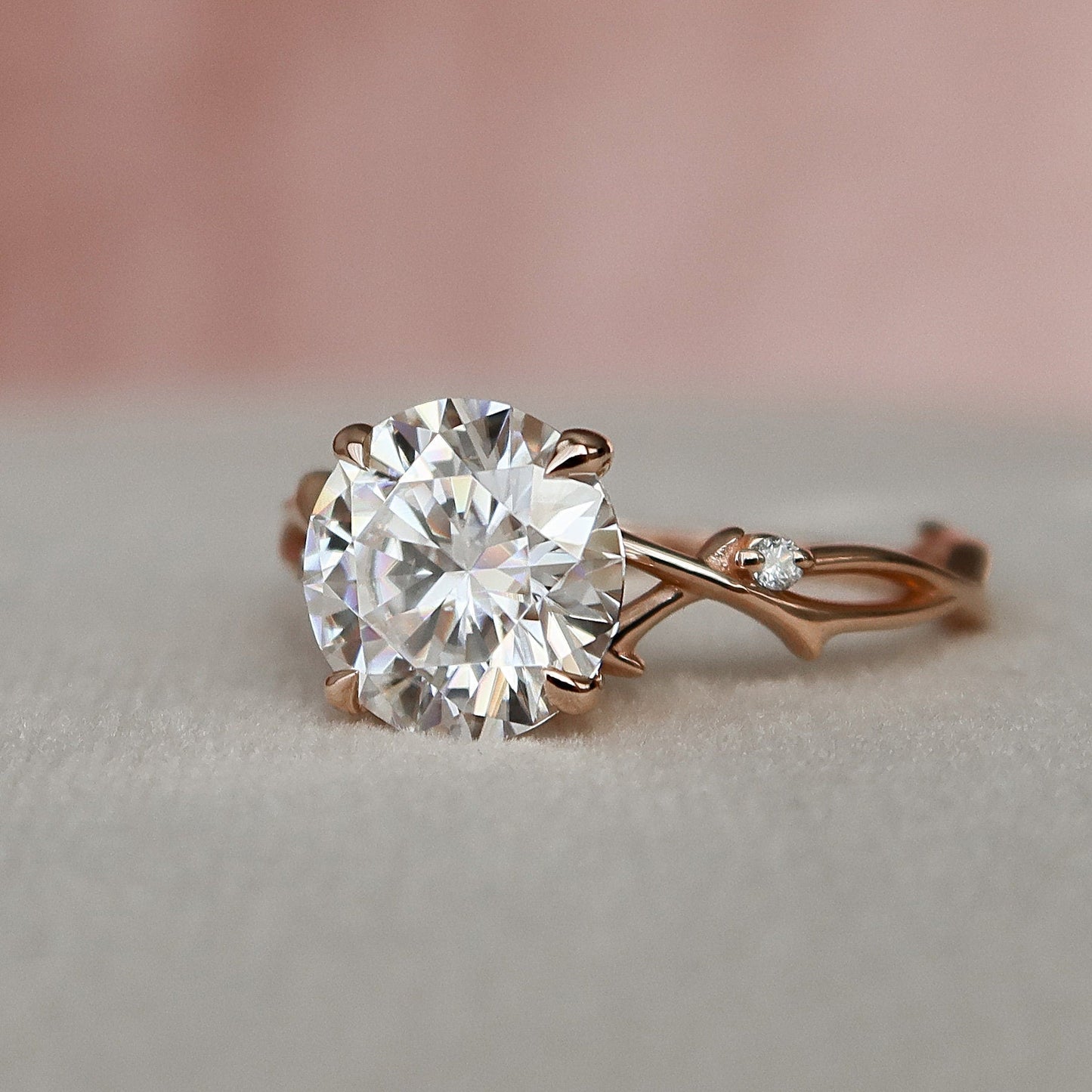 2.50CT Twig Round Moissanite Nature Inspired Branch Diamond Engagement Ring
