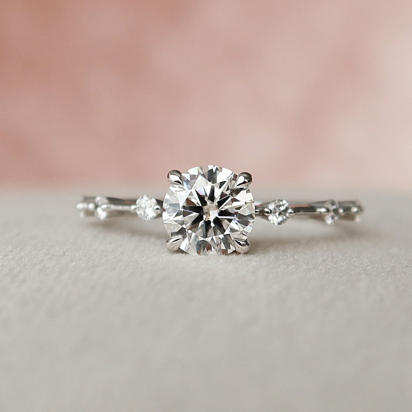 1.0CT Round Cut Moissanite Solitaire Engagement Ring